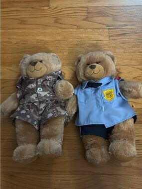 Build-A-Bear Twin Pack: Blue Police Bear & Brown Camo Bear